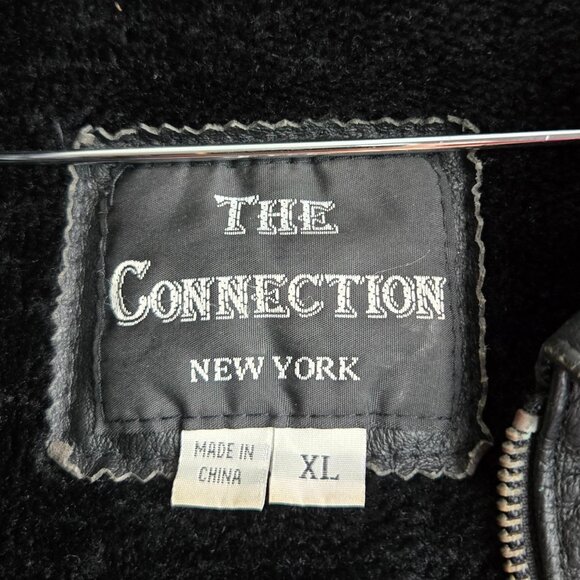 Vintage The Connection New York Leather Cloak Jacket Men Furry Lined Retro XL - Picture 6 of 7